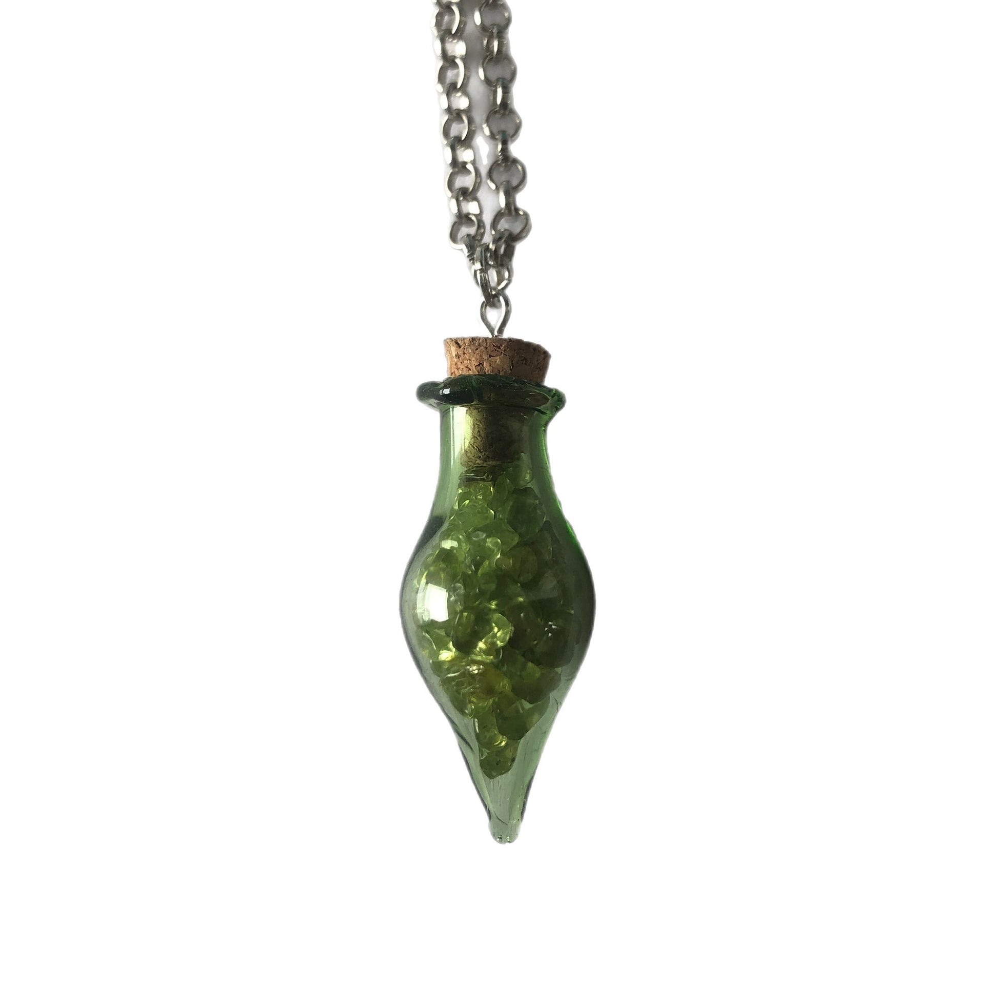 Green Glass Peridot Jar Necklace