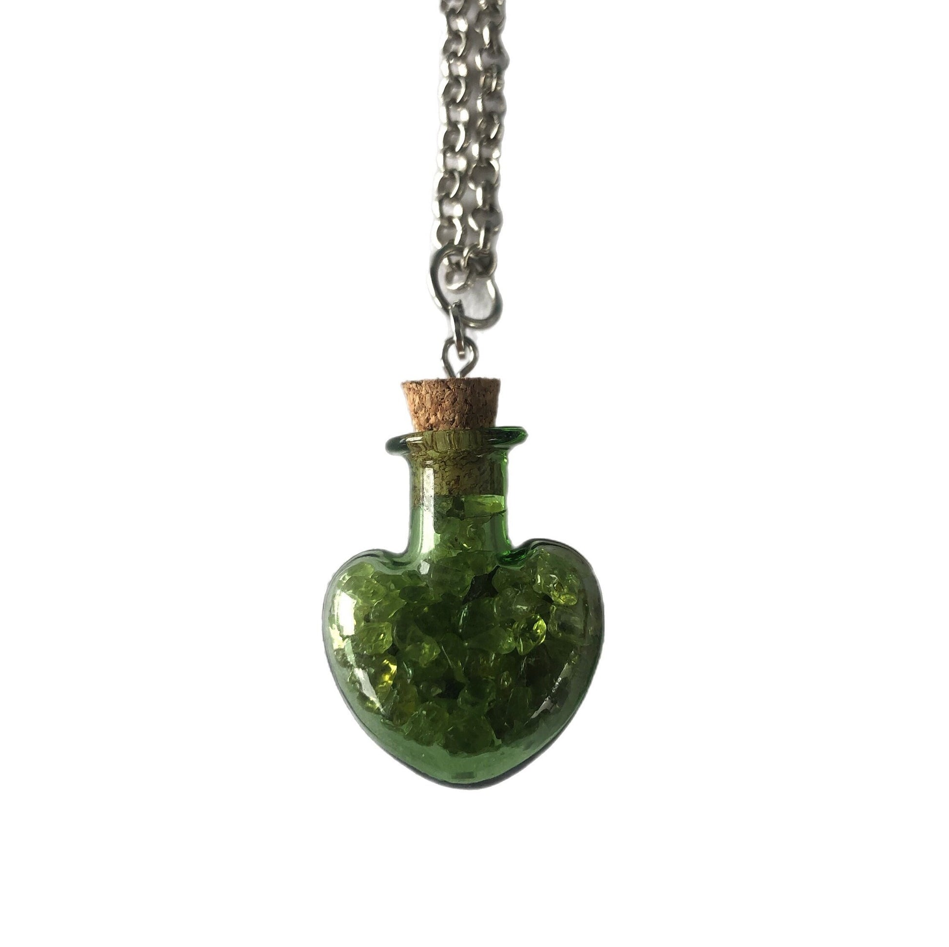 Green Glass Peridot Jar Necklace