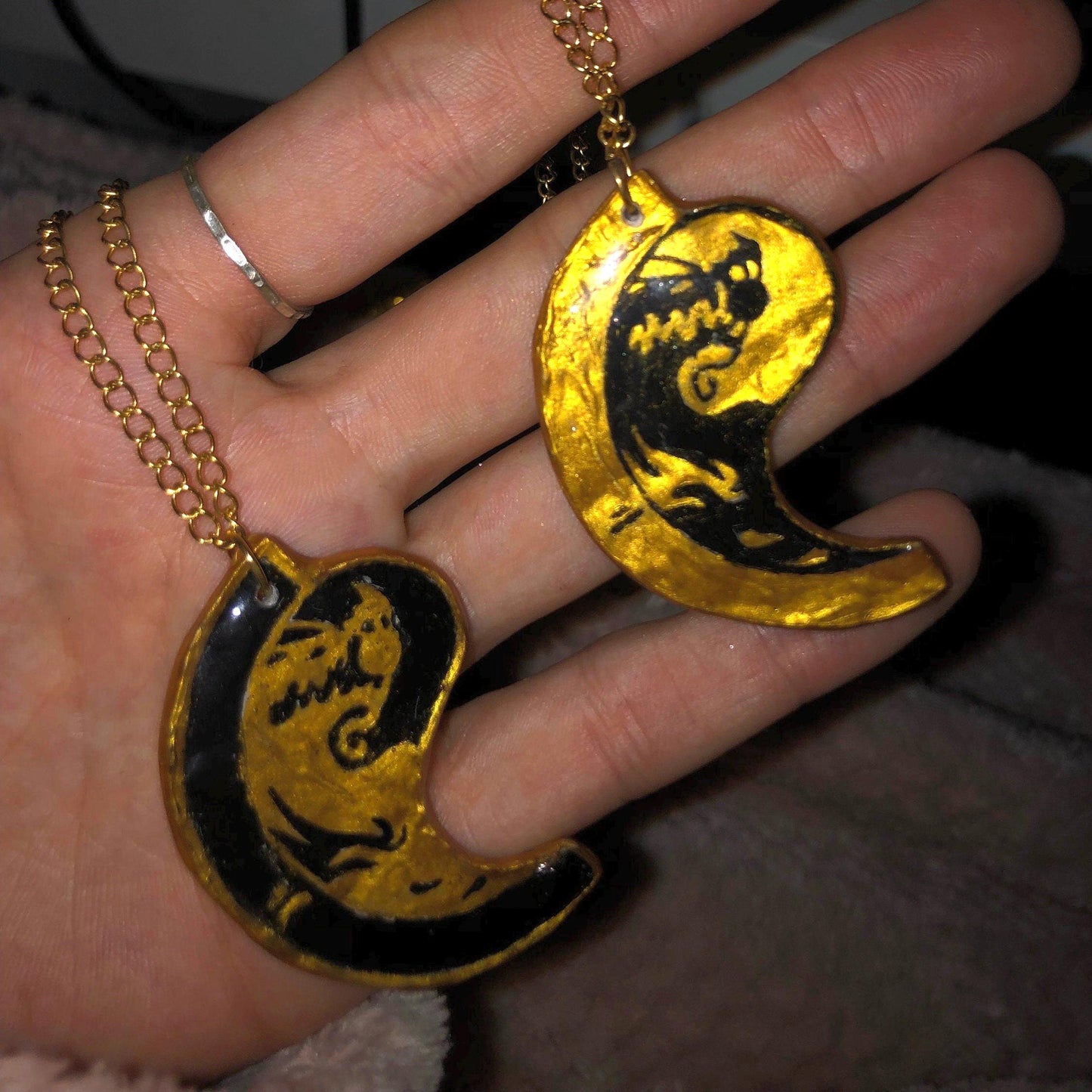 Hand-Painted Dragon Yin Yang Necklaces (Pair)